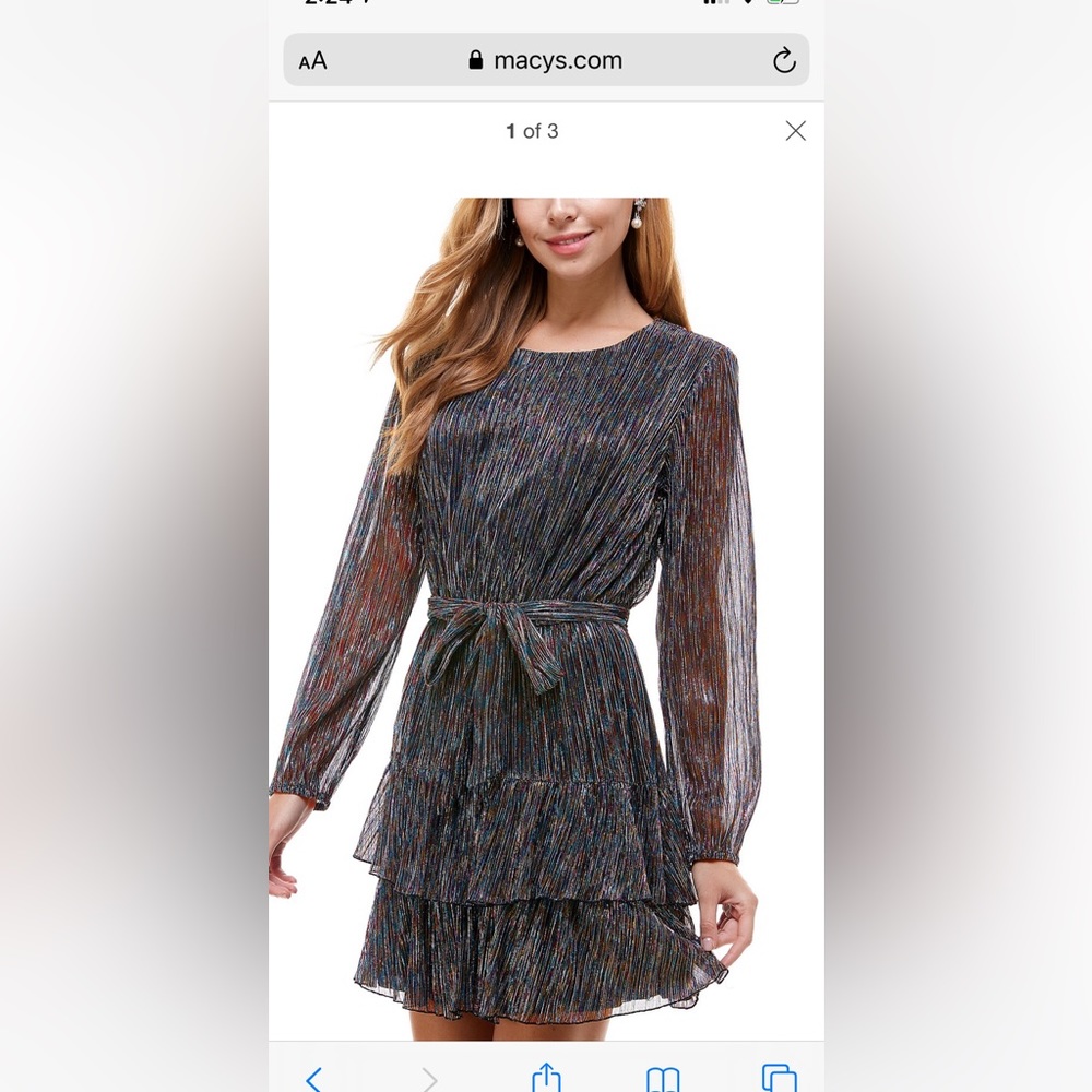 Metallic ruffled mini dress CITY STUDIO Size M Juniors party cocktail evening